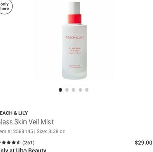 Peach & Lily makeup setting spray, 3.38 oz glass bottle